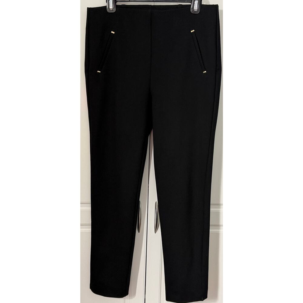 Chico's Juliet Ponte Knit Slim Ankle Pants Black w/ Pocket Detail Size 1 (8/M)